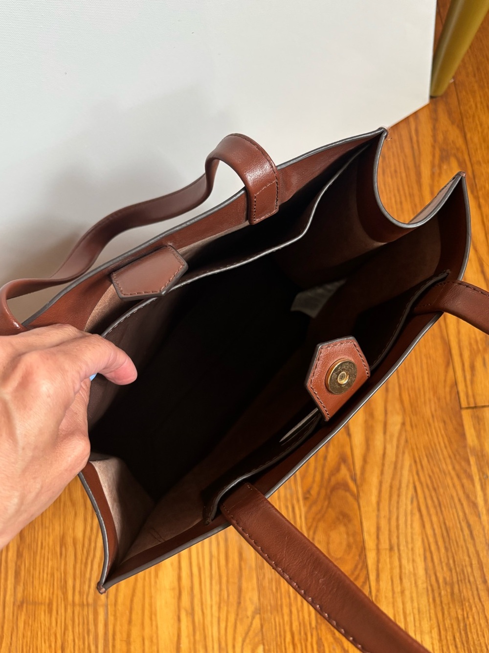 Banana Republic Brown Leather Satchel Tote Bag - Picture 3 of 9